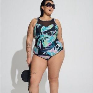 🆕 NWT Wireless Mesh High Neck One Piece Swimsuit